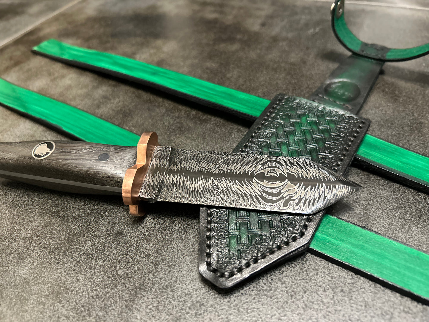 Devils Mouth damascus boot knife