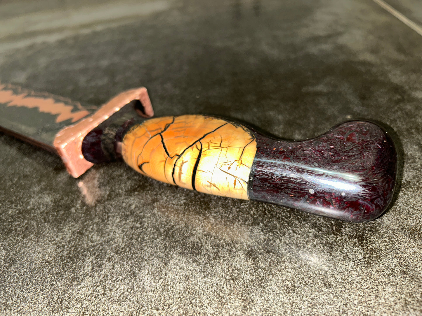 Forged damascus copper hunter/fighter