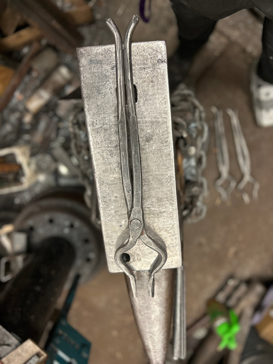 Forged offset bladesmithing tongs set for 2-2.5” available in other sizes