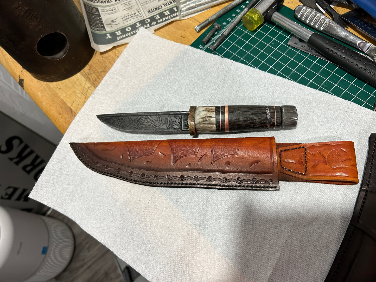 Forged damascus Puukko knife