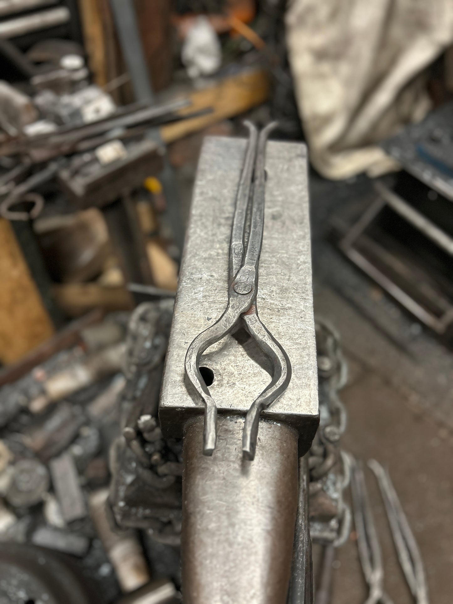 Forged offset bladesmithing tongs set for 2-2.5” available in other sizes