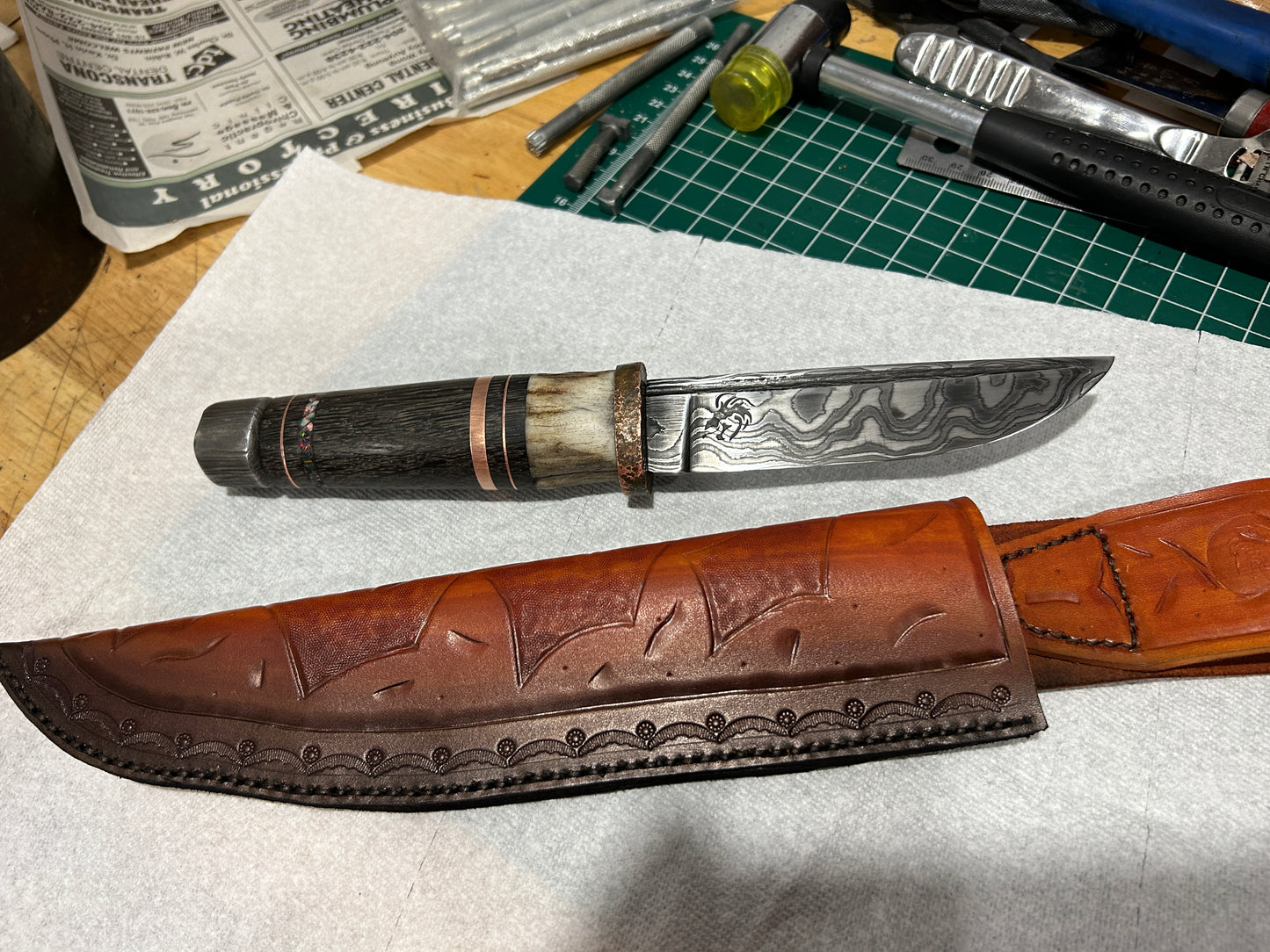 Forged damascus Puukko knife