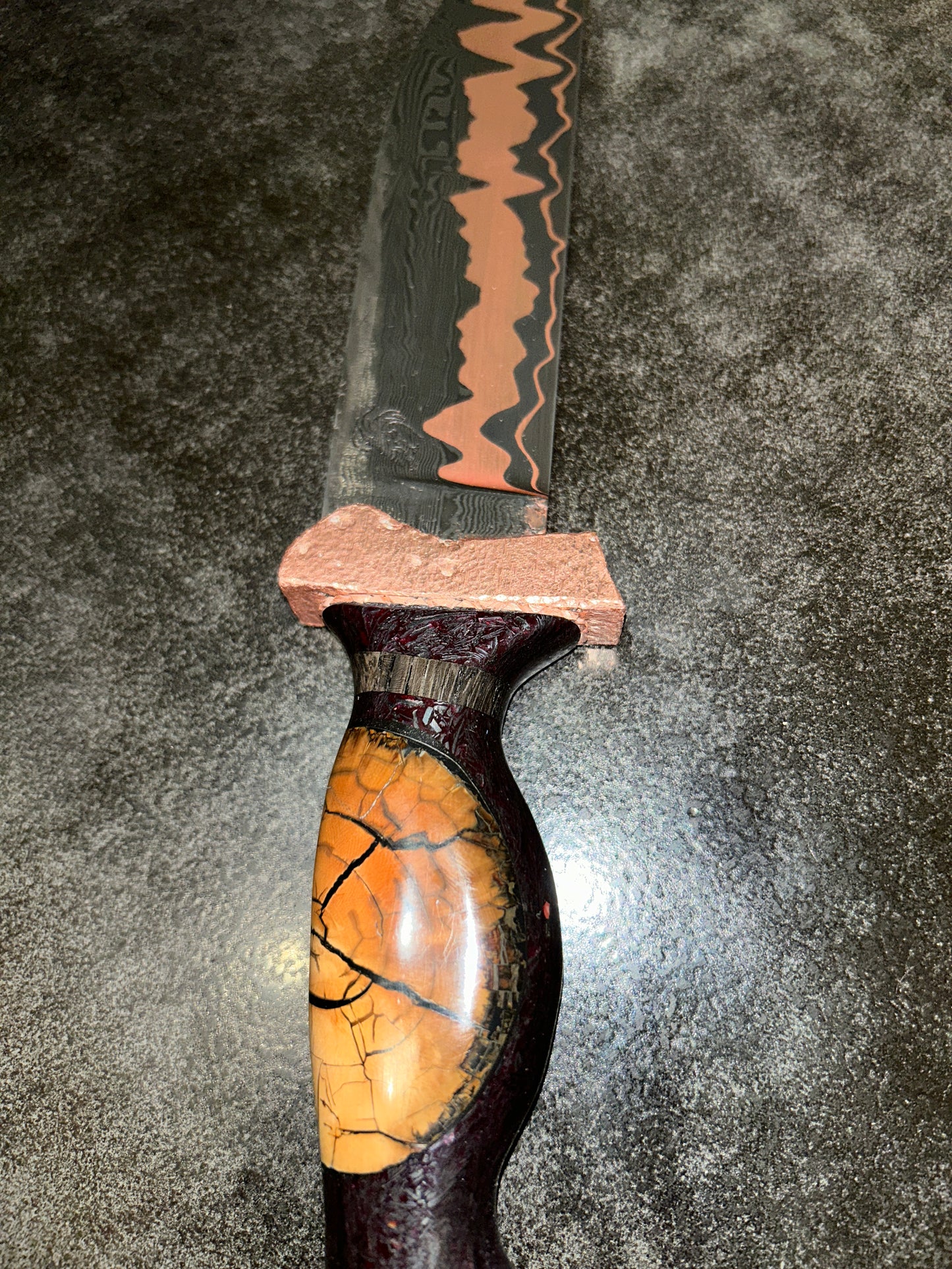 Forged damascus copper hunter/fighter