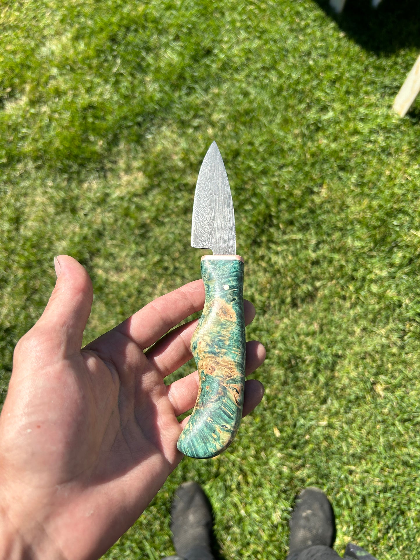 Forged 8” fire feather Damascus EDC